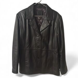 DENVER HAYES Genuine Leather Black Jacket